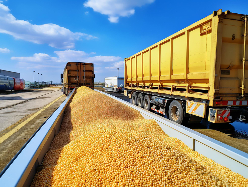 A carga a granel é a mais transportada no Brasil, impactando setores como agricultura, mineração e construção. 