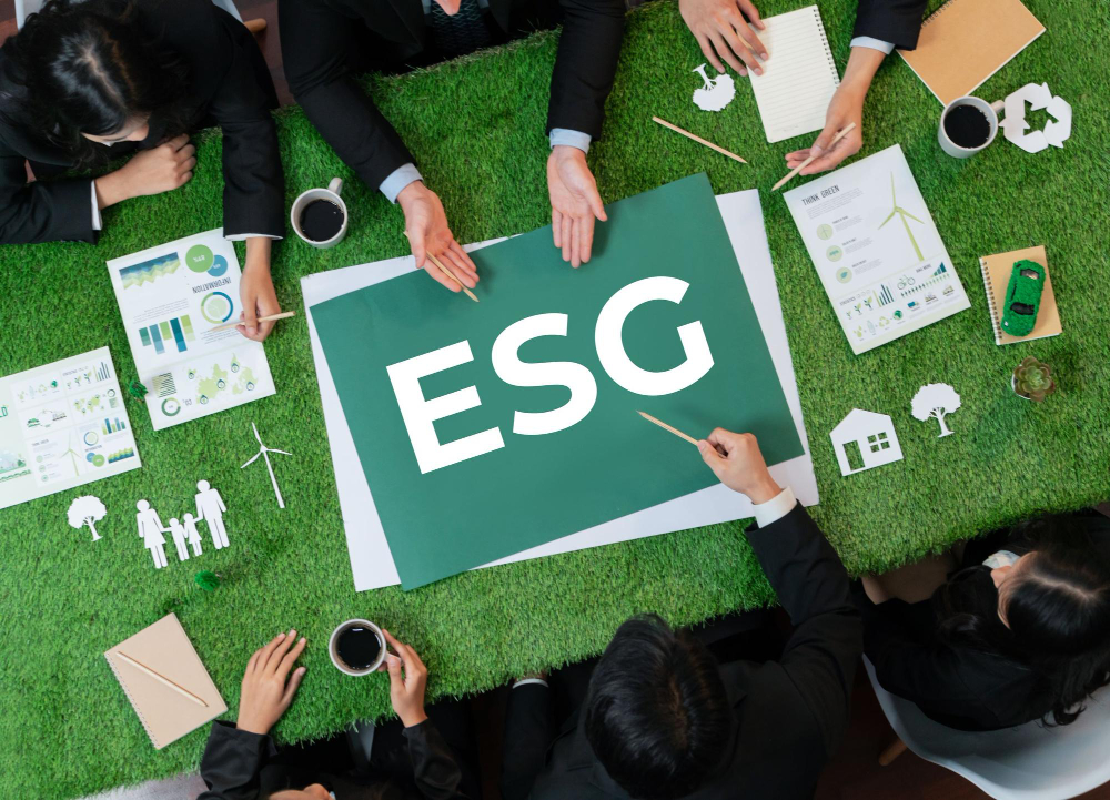 foto de colaboradores discutindo práticas ESG