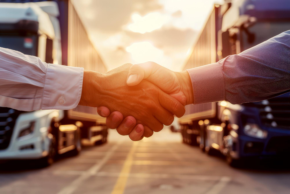 Duas pessoas dando um aperto de mão, simbolizando parcerias a longo prazo geradas pelo operador.